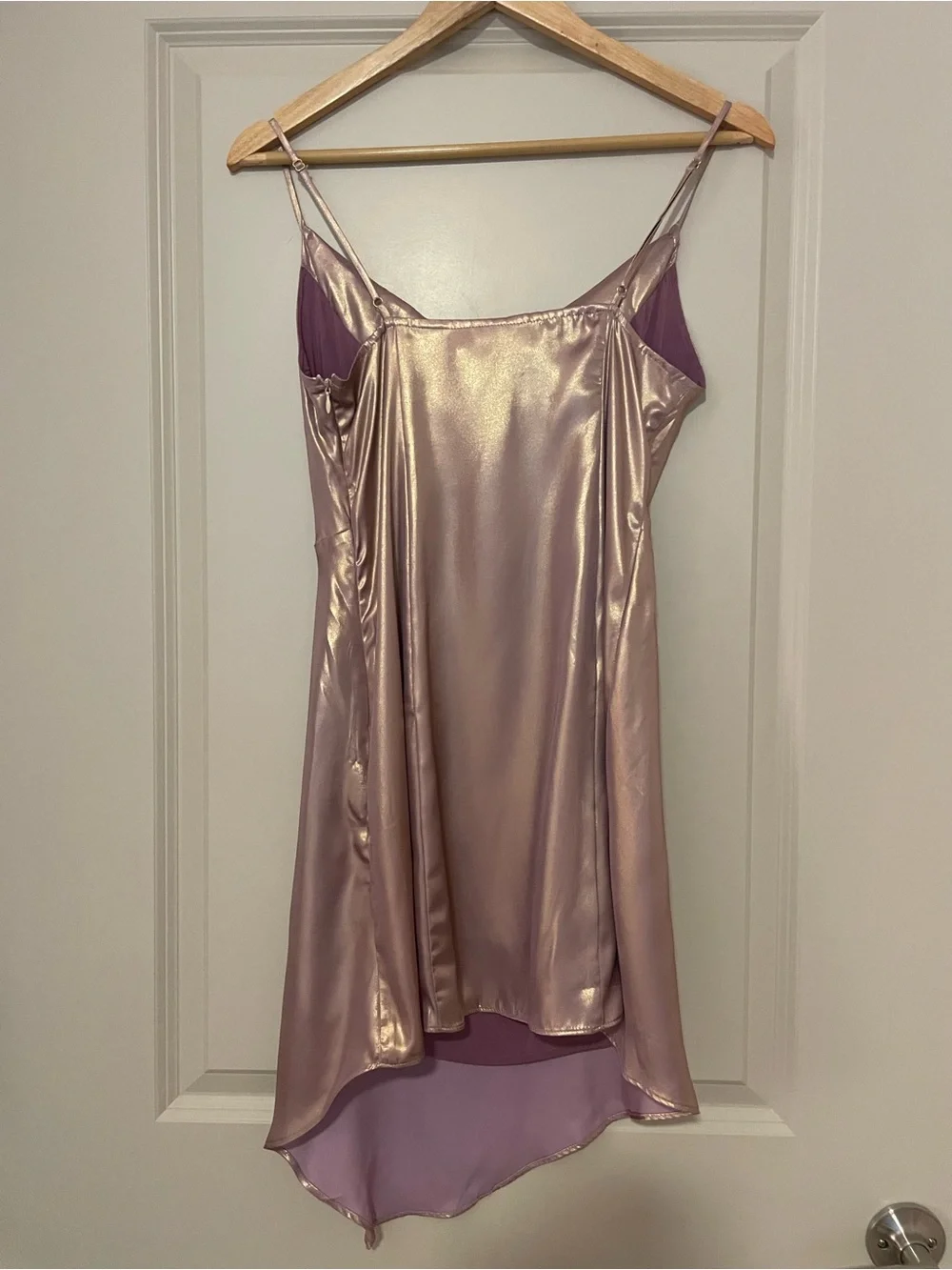 Urban Outfitters Mallory Metallic Asymmetrical Slip Dress - Picture 10 of 10